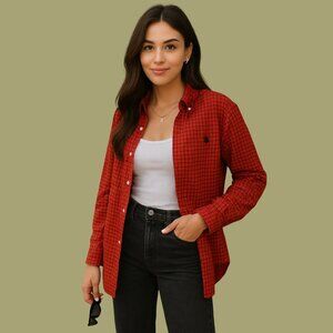 Ralph Lauren Red & Black Plaid Button-Up Shirt | Men’s Size M (Custom Fit)